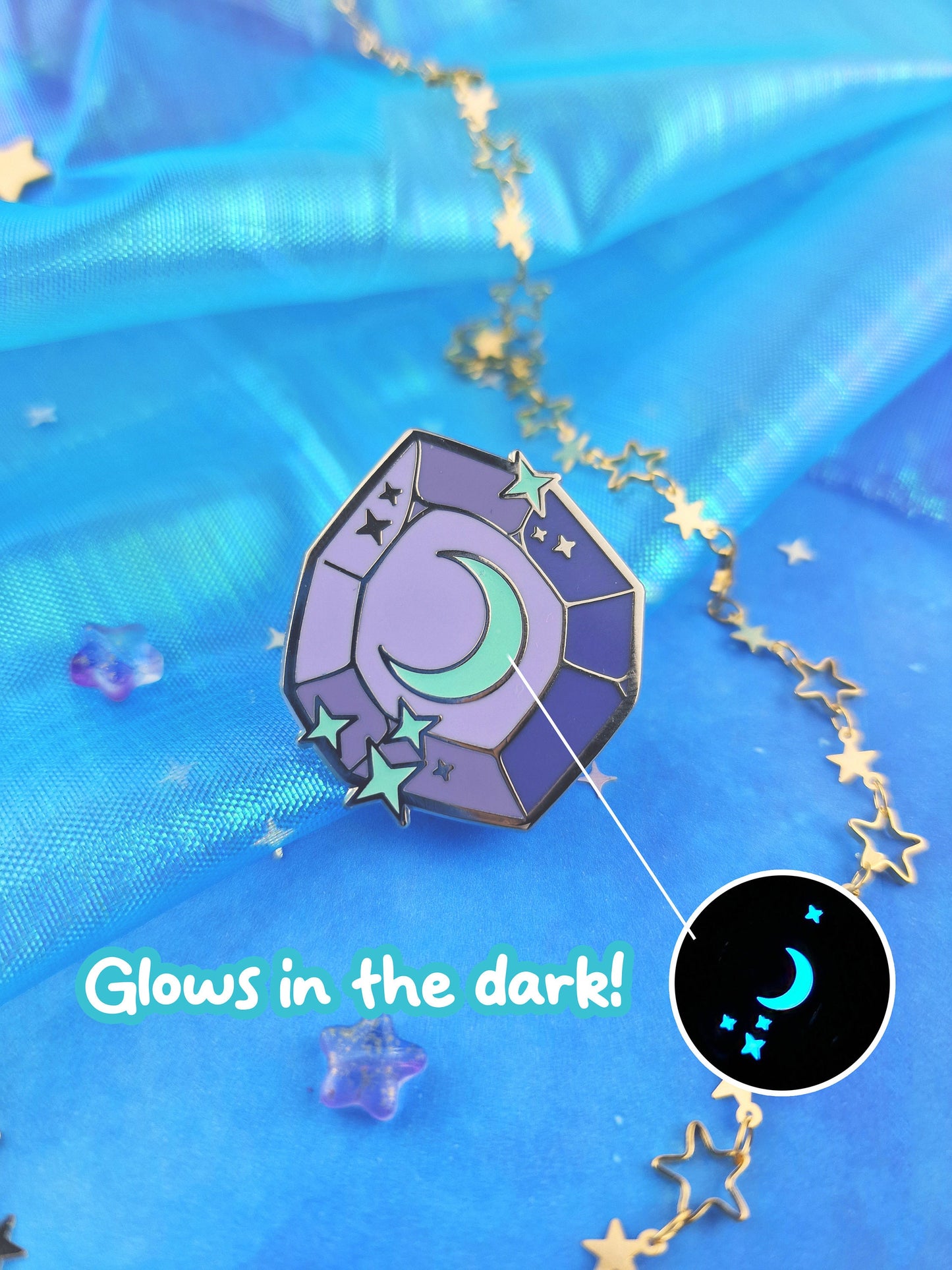 Ethereal Gems | series | Glow in the Dark | UV | collection | glitter | ellyonart | Enamel Pin | Lapel Pin | Pin Badge | Fantasy | Gift
