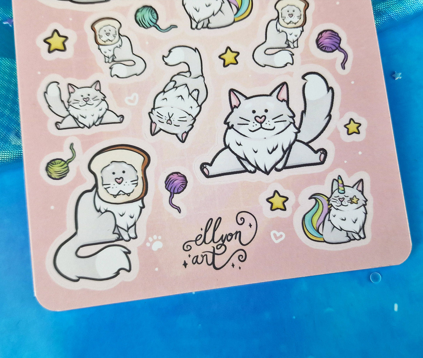 Tigger the Cat | Cute | Stickers | Scrapbooking | Labels | Planning | Decorating | Cosy | Starry | Kawaii | Sticker Sheet | ellyonart
