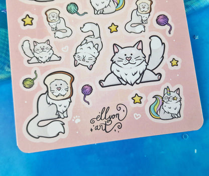 Tigger the Cat | Cute | Stickers | Scrapbooking | Labels | Planning | Decorating | Cosy | Starry | Kawaii | Sticker Sheet | ellyonart