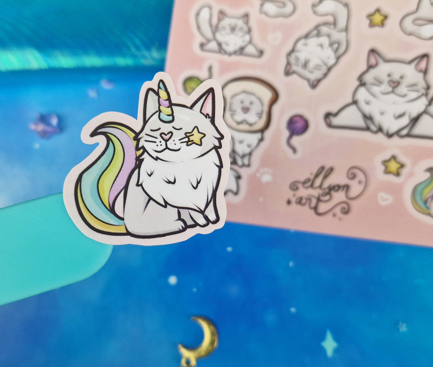 Tigger the Cat | Bundle | Cats | Stickers | Scrapbooking | Memo Pad | Planner Pad | Cosy | Cute | Kawaii | Sticker Sheet | ellyonart