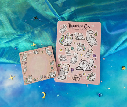 Tigger the Cat | Bundle | Cats | Stickers | Scrapbooking | Memo Pad | Planner Pad | Cosy | Cute | Kawaii | Sticker Sheet | ellyonart