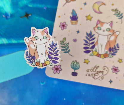 Cats | Cute | Floral | Stickers | Scrapbooking | Labels | Planning | Decorating | Cosy | Garden | Kawaii | Sticker Sheet | ellyonart