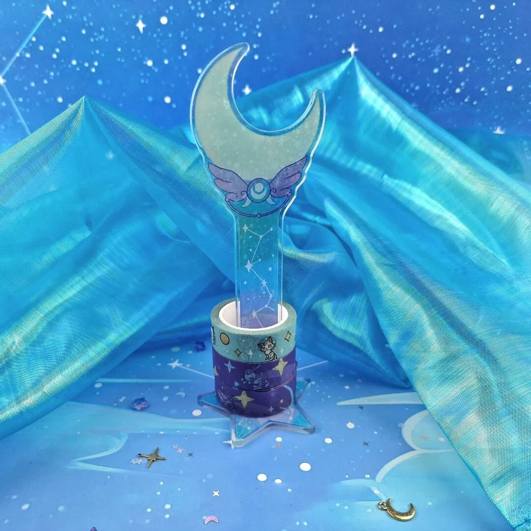 Kawaii Washi Stand | Desk Accessory | Magical Wand | Star | Washi Tape Holder | Constellation | Cute Desk Accessory | Moon | ellyonart