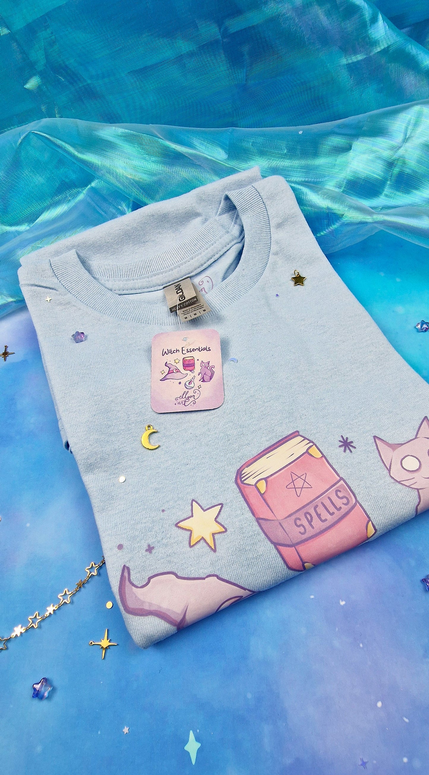 Witch Essentials | T-Shirt | Kawaii | Clothing  | Aesthetic | Collection | Witchcraft | Cute Pastel Blue | Modern | Trending | ellyonart