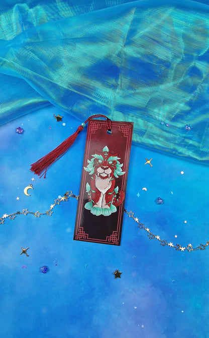 Celestial Red Tiger Bookmark | Lunar New Year Gift | Fantasy Chinese Cat | Glossy or Holographic | Game-Inspired Bookish Gift for Readers