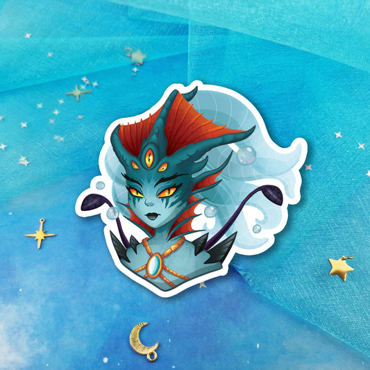 Medusa | Queen | God | Godess | Fantasy | Glossy | Character | Water Creature | Ellyonart | Sticker
