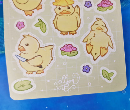 Feathers the Duck | Duckies | Bundle | Stickers | Scrapbooking | Memo Pad | Planner Pad | Spring | Plants | Sticker Sheet | ellyonart