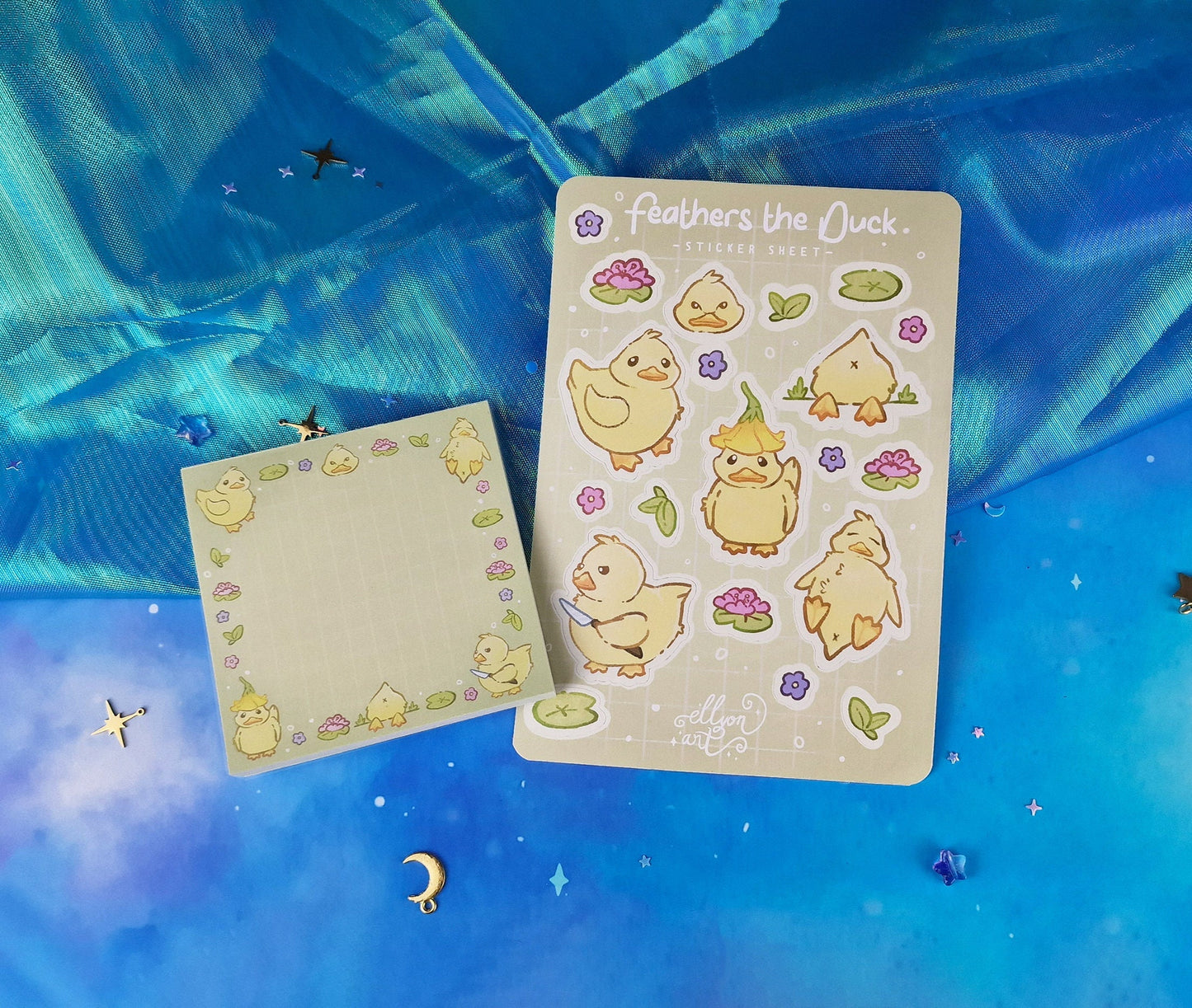 Feathers the Duck | Duckies | Bundle | Stickers | Scrapbooking | Memo Pad | Planner Pad | Spring | Plants | Sticker Sheet | ellyonart