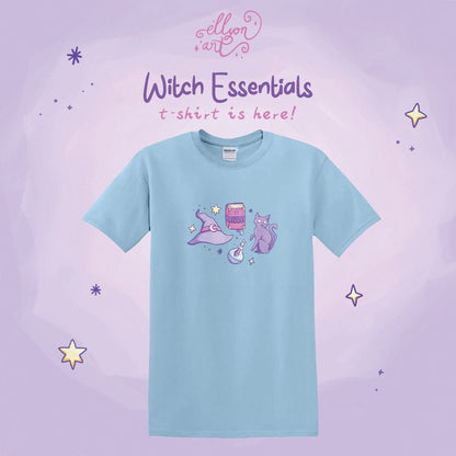 Witch Essentials | T-Shirt | Kawaii | Clothing  | Aesthetic | Collection | Witchcraft | Cute Pastel Blue | Modern | Trending | ellyonart