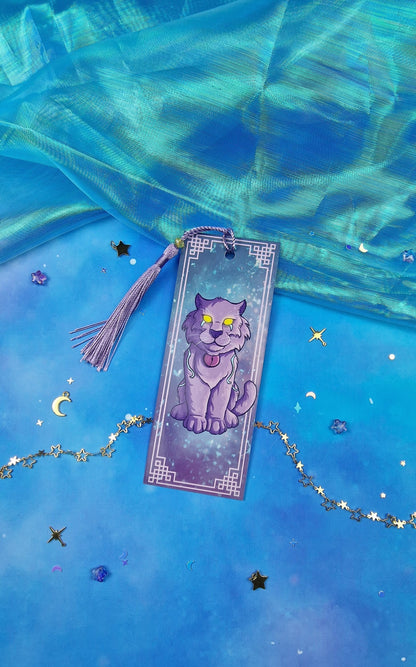 Enchanted Purple Cat Holographic Bookmark | Magical Cat | Glossy or Shattered Glass | Fantasy Book Lover Gift