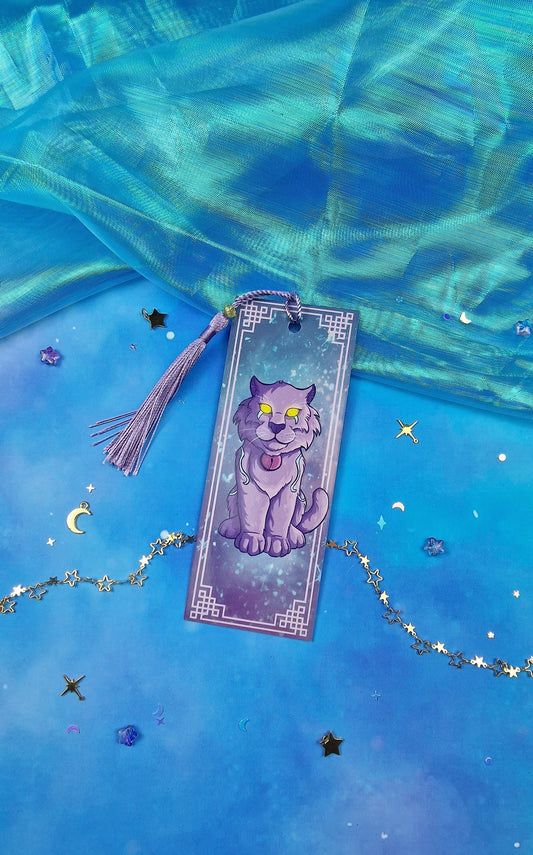 Enchanted Purple Cat Holographic Bookmark | Magical Cat | Glossy or Shattered Glass | Fantasy Book Lover Gift