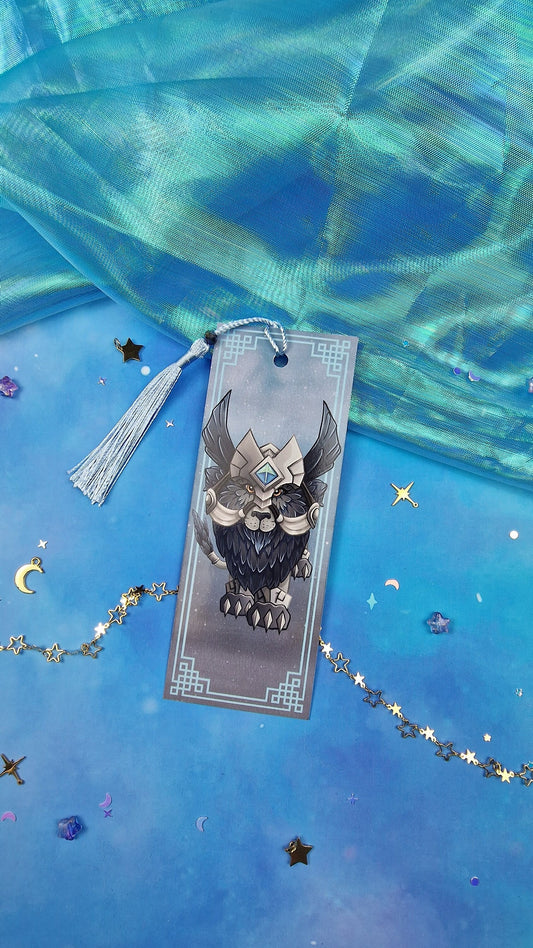 Winged Lion Bookmark | Celestial Guardian | Glossy or Shattered Glass | Fantasy Game-Inspired Book Gift | Mythical Cat Companion