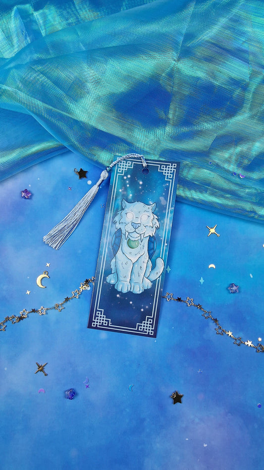 Spectral Tiger Cub Holographic Bookmark | Ethereal Fantasy Cat | Glossy or Shattered Glass | Game-Inspired Magic | Book Lover Gift