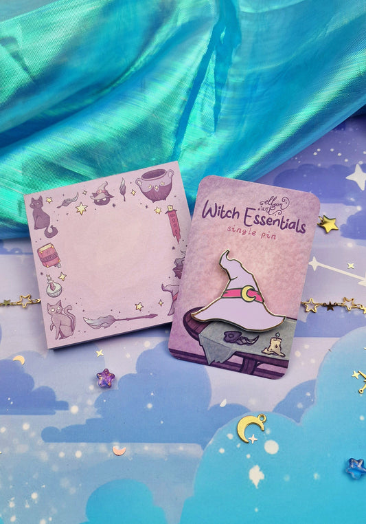 Witch Essentials | Bundle | Witchcraft | Stickers | Scrapbooking | Memo Pad | Planner Pad | Enamel Pin | Magical | Sticker Sheet | ellyonart