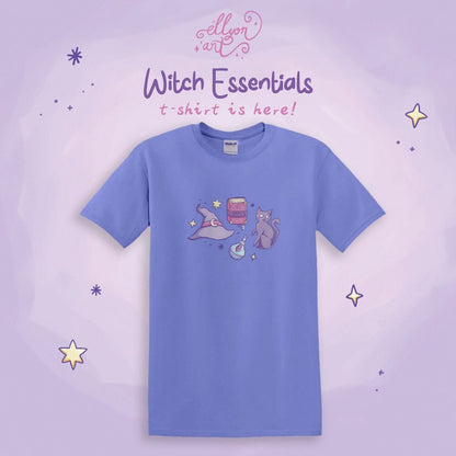 Witch Essentials | T-Shirt | Kawaii | Clothing  | Aesthetic | Collection | Witchcraft | Cute Pastel Blue | Modern | Trending | ellyonart