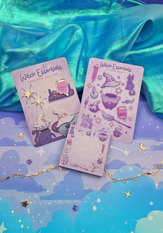 Witch Essentials | Bundle | Witchcraft | Stickers | Scrapbooking | Memo Pad | Planner Pad | Cosy | Magical | Sticker Sheet | ellyonart