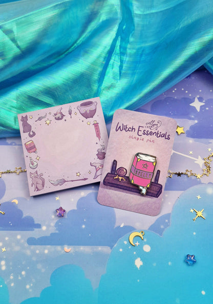 Witch Essentials | Bundle | Witchcraft | Stickers | Scrapbooking | Memo Pad | Planner Pad | Enamel Pin | Magical | Sticker Sheet | ellyonart