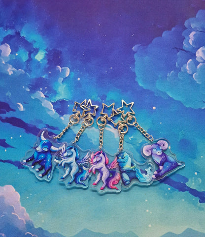 Taurus | Cute | Kawaii | Glossy | Star | Celestial | Universe | Galaxy | Zodiac | Acrylic | Keychain | Gift | Accessories