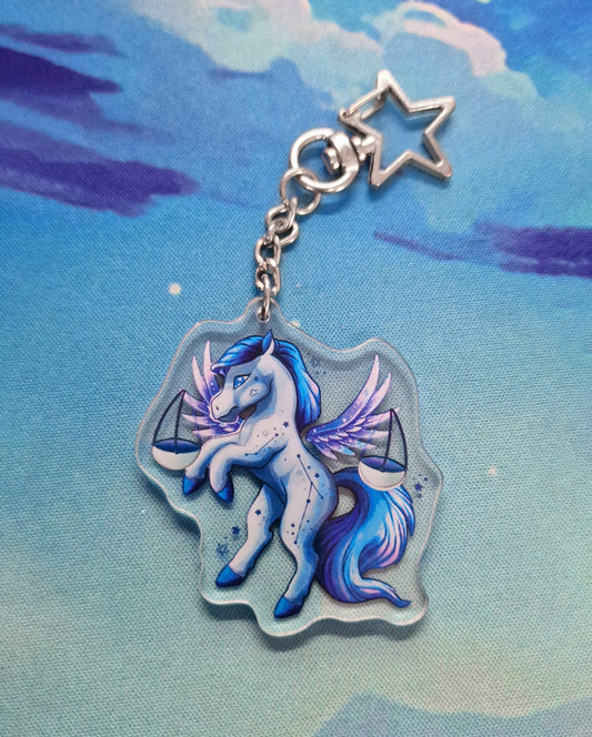 Libra | Cute | Kawaii | Glossy | Star | Celestial | Universe | Galaxy | Zodiac | Acrylic | Keychain | Gift | Accessories