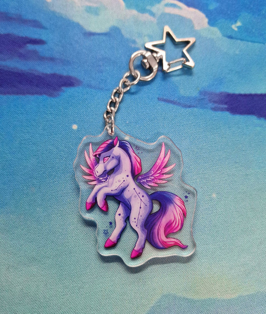 Pegasus | Cute | Kawaii | Glossy | Star | Horse | Unicorn | Galaxy | Zodiac | Acrylic | Keychain | Gift | Accessories