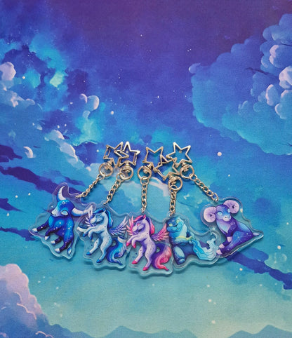 Aquarius | Cute | Kawaii | Glossy | Star | Celestial | Universe | Galaxy | Zodiac | Acrylic | Keychain | Gift | Accessories
