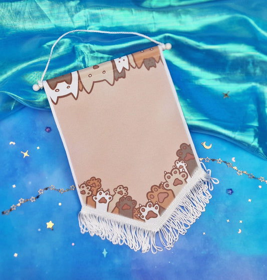 Banner | Flag | ellyonart | Enamel Pin | Autumn | Fall | Orange Cat | Pin Badge | Kawaii | Pastel | Paws | Wall hanging | Wall Decor | Gift