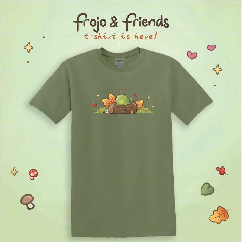 Frojo and Friends | T-Shirt | Kawaii | Clothing  | Frog | Collection | Fall | Autumn | Halloween | Froggie | Bunny | Season | ellyonart