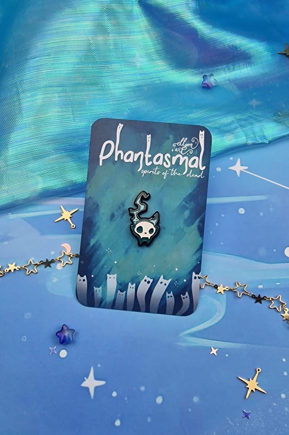 Phantasmal | Collection | Blue | Spirits of the Dead | Cat | Candle | Skull | Halloween | ellyonart | Enamel Pin | Pin Badge | Spooky | Gift