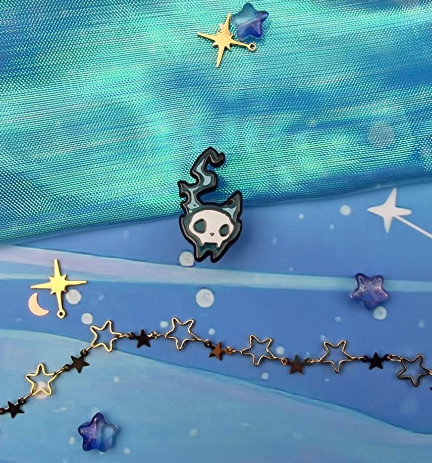 Phantasmal | Collection | Blue | Spirits of the Dead | Cat | Candle | Skull | Halloween | ellyonart | Enamel Pin | Pin Badge | Spooky | Gift