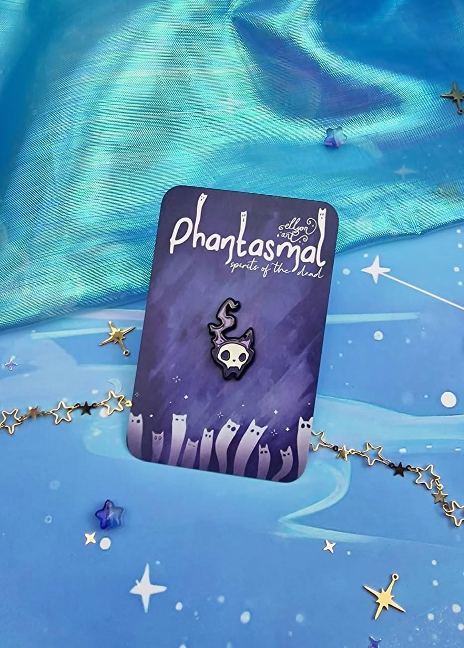 Phantasmal | Collection | Spirits of the Dead | Cat | Candle | Skull | Halloween | ellyonart | Enamel Pin | Pin Badge | Spooky | Gift