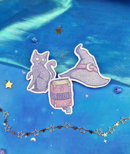Witch Essentials | Spell Book | Magical Witch Glitter | Sticker Set | Hat | Cat | ellyonart | Halloween | Witch aesthetic | Journalling