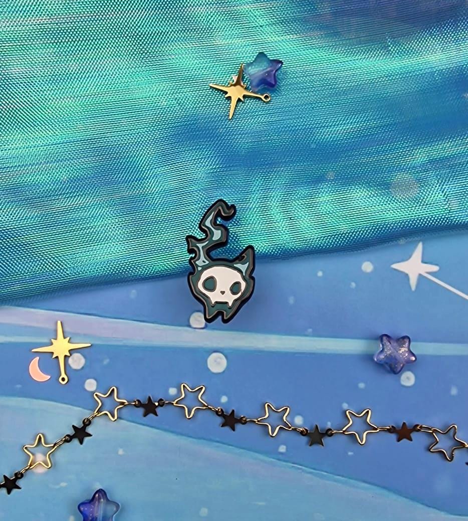 Phantasmal | Collection | Blue | Spirits of the Dead | Cat | Candle | Skull | Halloween | ellyonart | Enamel Pin | Pin Badge | Spooky | Gift