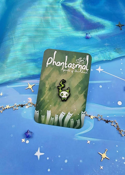 Phantasmal | Collection | Green | Spirits of the Dead | Cat | Candle | Skull | Halloween | ellyonart | Enamel Pin | Pin Badge | Spooky