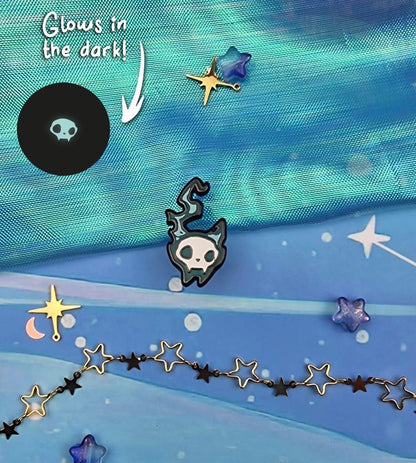 Phantasmal | Collection | Blue | Spirits of the Dead | Cat | Candle | Skull | Halloween | ellyonart | Enamel Pin | Pin Badge | Spooky | Gift