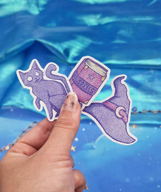 Witch Essentials | Spell Book | Magical Witch Glitter | Sticker Set | Hat | Cat | ellyonart | Halloween | Witch aesthetic | Journalling