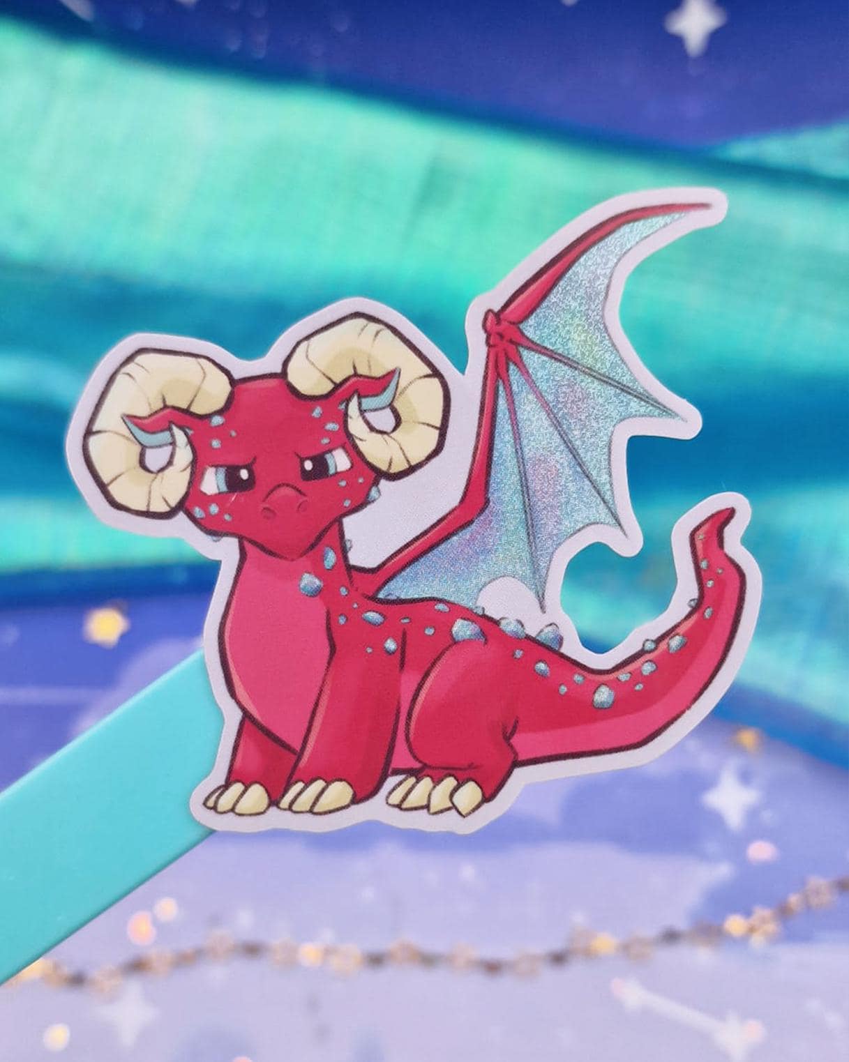 Aries Dragon Art Print & Holographic Sticker and Postcard