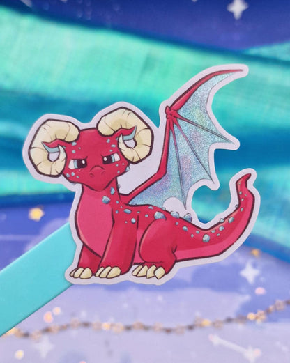Aries Dragon Art Print & Holographic Sticker and Postcard