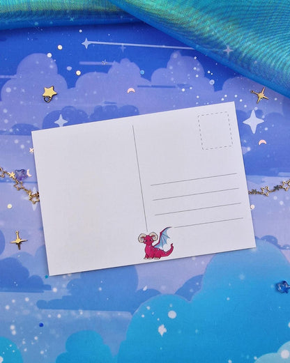 Aries Dragon Art Print & Holographic Sticker and Postcard