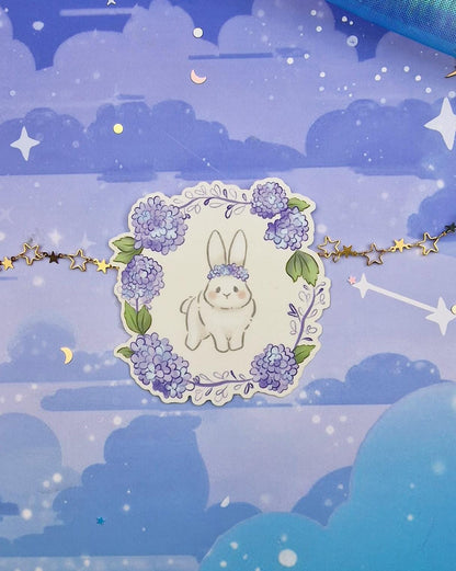 Dustie the Bunny A6 Art Print & Sticker | Cute Bunny| Matte Postcard | Fantasy Art Gift