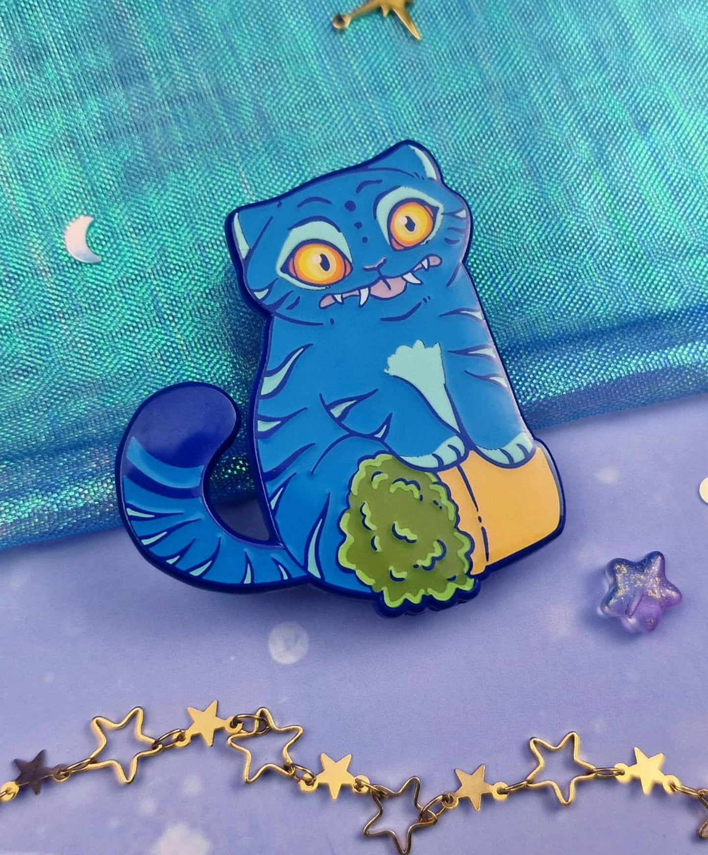 Tiger & Crow Enamel Pin | Kpop Demon Hunters | Derpy Cat | Fantasy Lapel Badge