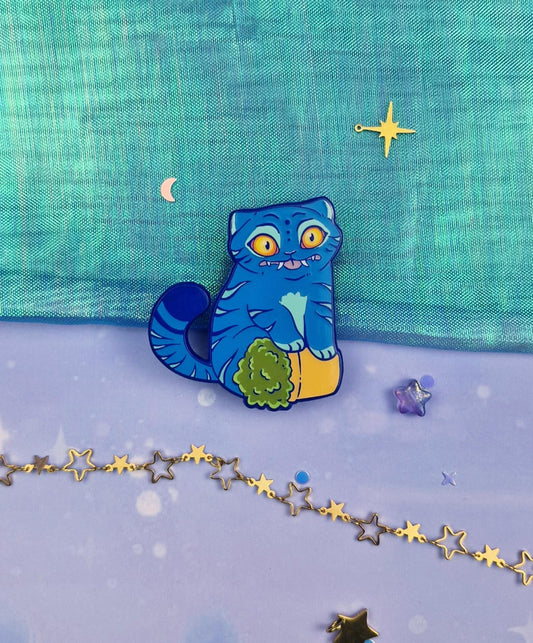 Tiger & Crow Enamel Pin | Kpop Demon Hunters | Derpy Cat | Fantasy Lapel Badge