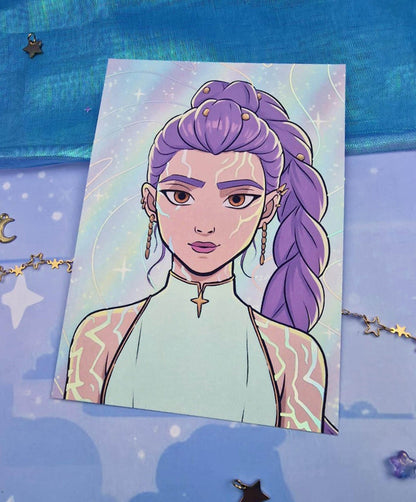 Rumi Holographic Art Print | A6 Soft Matte Foil Illustration | K-pop Fanart | Anime Stationery