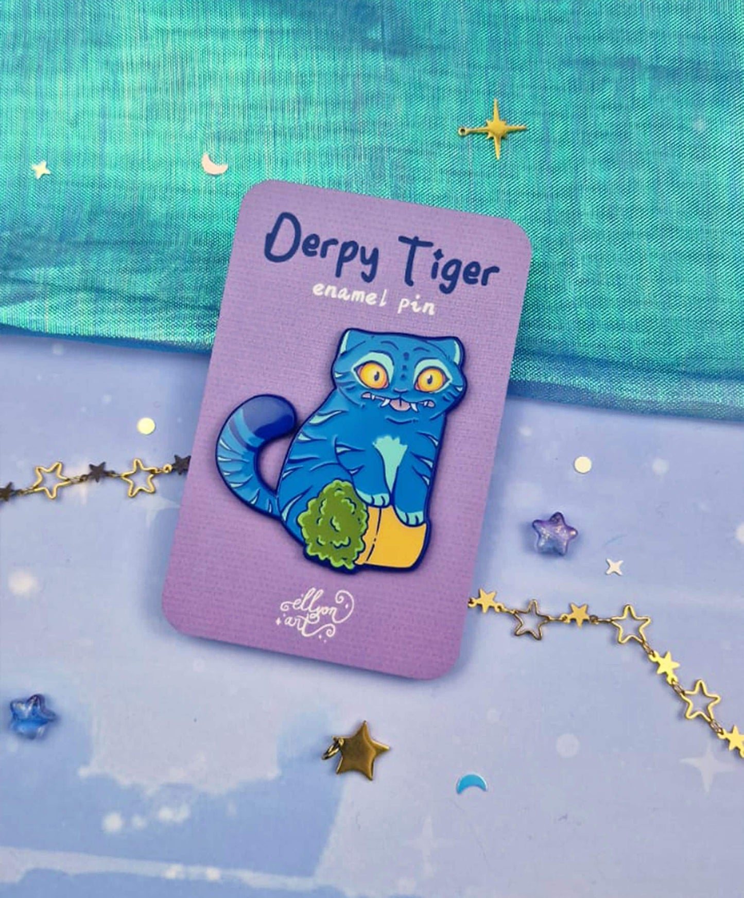 Tiger & Crow Enamel Pin | Kpop Demon Hunters | Derpy Cat | Fantasy Lapel Badge