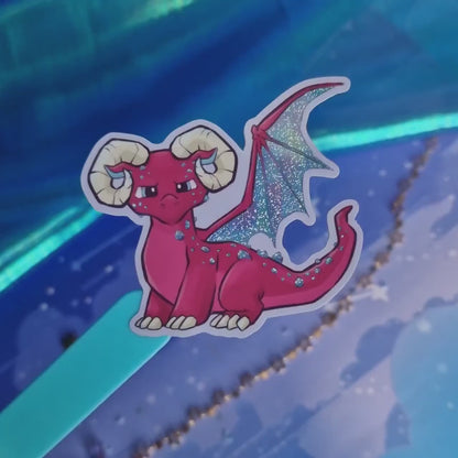 Aries Dragon Art Print & Holographic Sticker and Postcard