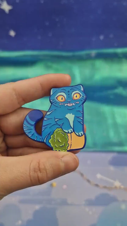 Tiger & Crow Enamel Pin | Kpop Demon Hunters | Derpy Cat | Fantasy Lapel Badge