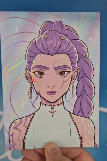 Rumi Holographic Art Print | A6 Soft Matte Foil Illustration | K-pop Fanart | Anime Stationery